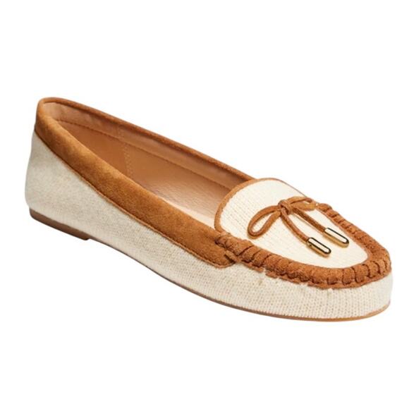 NWT Jack Rogers Women's Cream and Brown Round Toe Millie Moccasins Size 9.5 - Picture 1 of 6